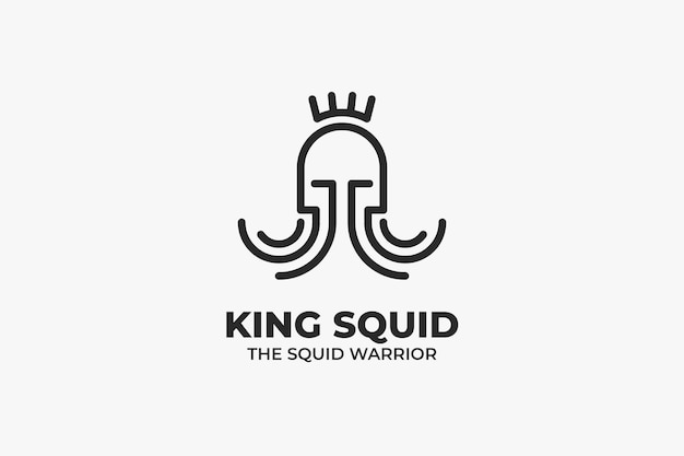 King squid sea animal monoline logotipo