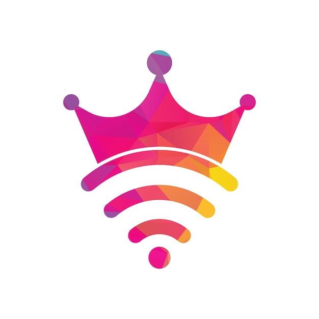 King Wifi Logo plantilla Vector Corona y wifi vector logo plantilla