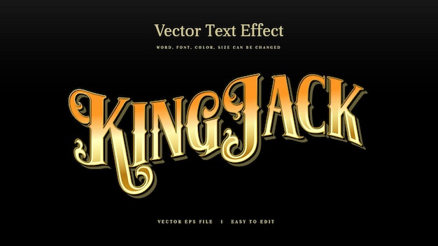 Kingjack card retro efecto de texto vintage casino editable