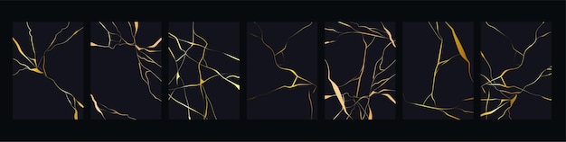 Kintsugi de oro. Textura de mármol dorado de lujo.