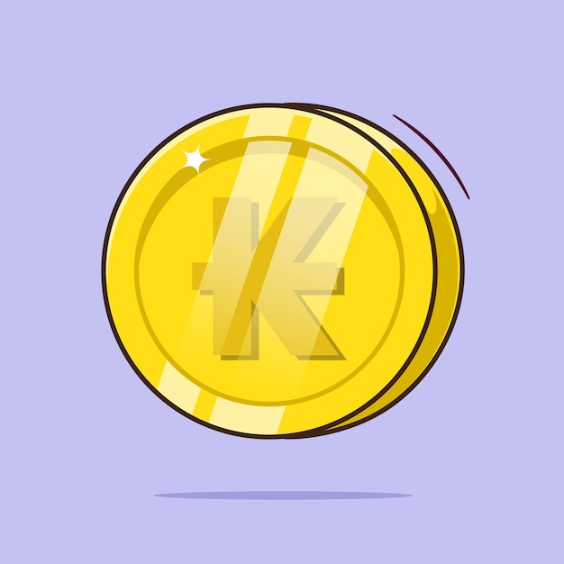 Kip moneda de oro de Laos icona de la moneda símbolo de la mascota ilustración vectorial con concepto lindo y plano