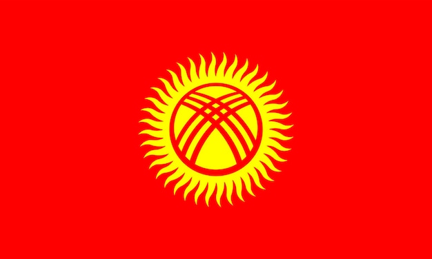 Kirguistán bandera colores oficiales y proporción ilustración vectorial