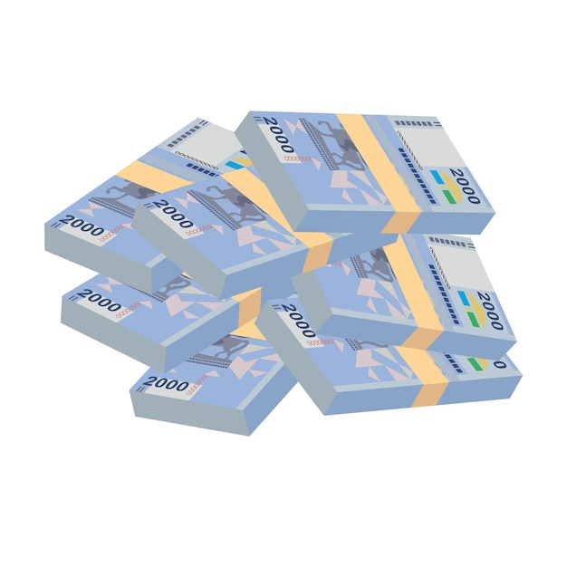 Kirguistán som Vector Ilustración Kirguistán conjunto de dinero conjunto de billetes Papel moneda 2000 som