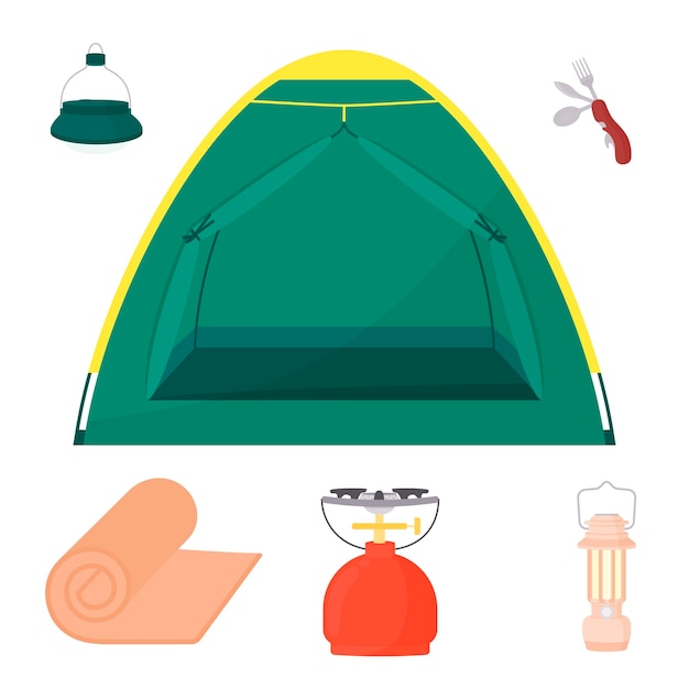 Vector kit de acampada