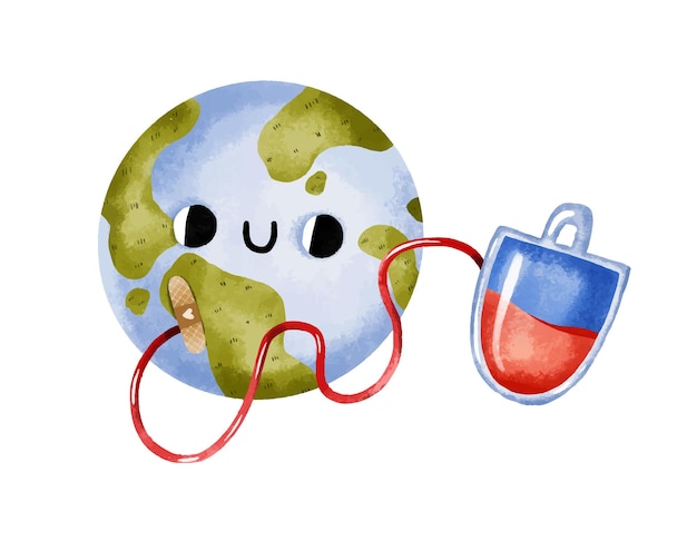 Kit de donación de sangre Corazones y planetas donan sangre voluntarios