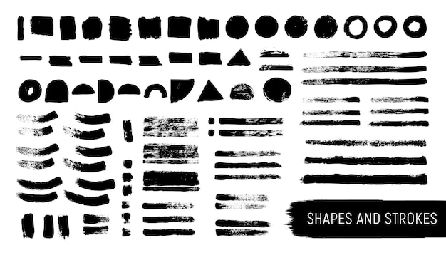 Kit de formas y pinceladas texturizadas realistas aisladas artísticas