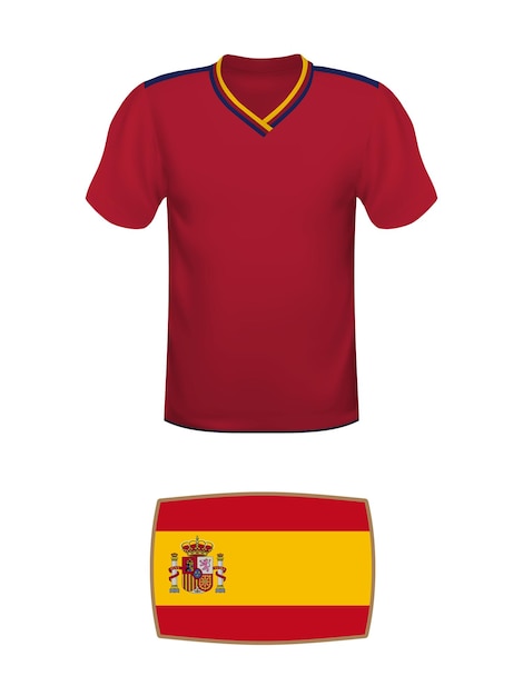 Vector kit de fútbol de camiseta de españa torneo mundial de fútbol 2022 camiseta nacional y bandera del equipo de fútbol