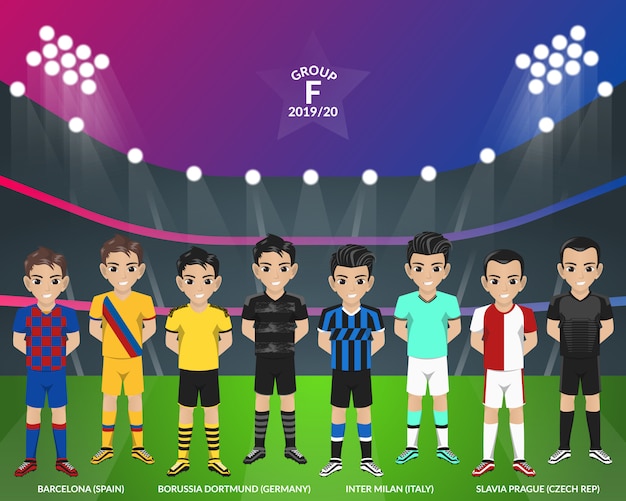 Vector kit de fútbol de fútbol del campeonato europeo, grupo f