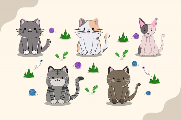 Vector kit de gatos lindos