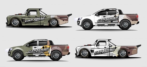 Kit gráfico de vehículo. líneas abstractas con fondo en forma de curva para envoltura de adhesivos de vinilo para autos de carreras, camionetas y camionetas