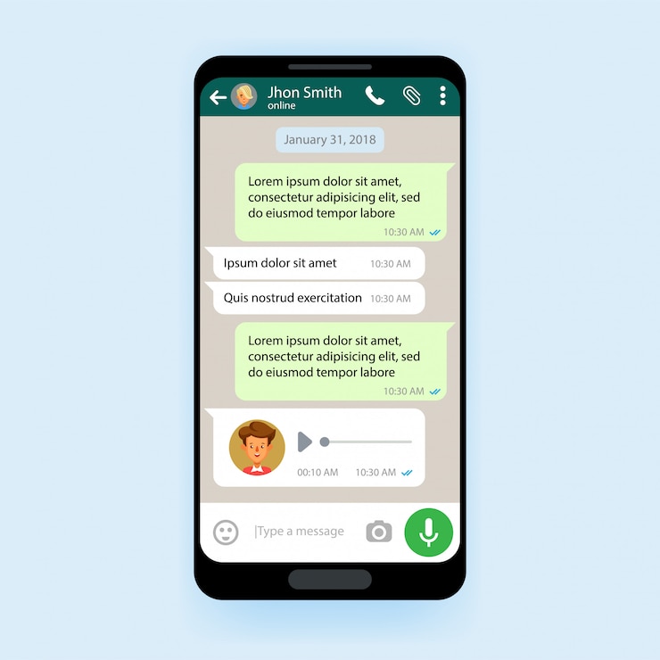 Vector kit de interfaz de usuario móvil aplicación de chat plantilla messenger