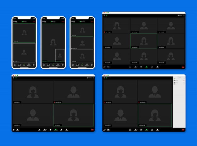 Kit de interfaz de usuario de Zoom Meetings Video Call App, plantilla de pantalla de llamada.