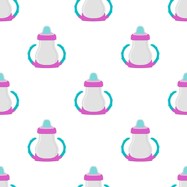 Vector kit de leche para bebés en botella transparente con chupete de goma