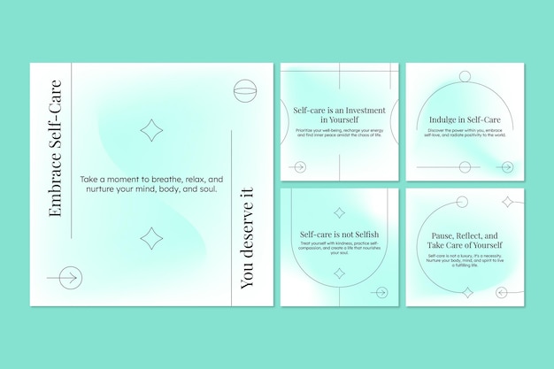 Vector kit de redes sociales plantillas de cuidado personal instagram