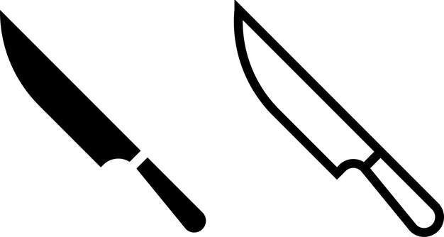 Kithcen icono de cuchillo signo o símbolo en estilo de glifo y línea aislado en fondo transparente Ilustración vectorial