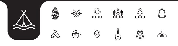 kits de acampada conjunto de iconos colección de diseño vectorial