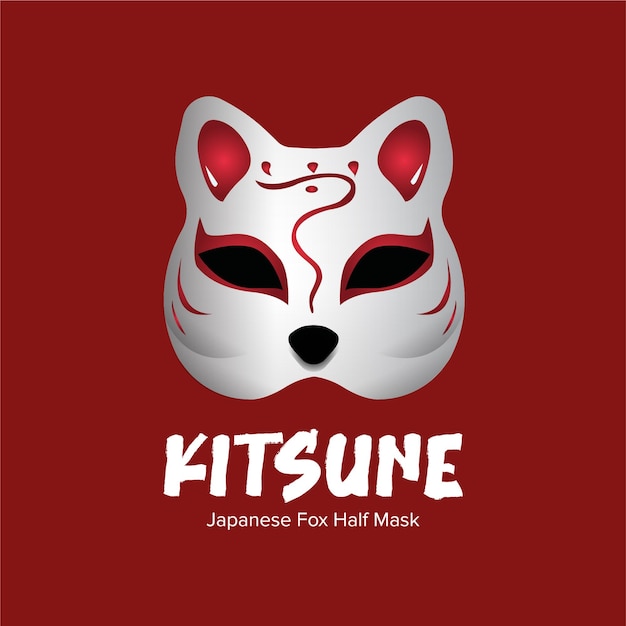 Kitsune de media máscara de zorro japonés