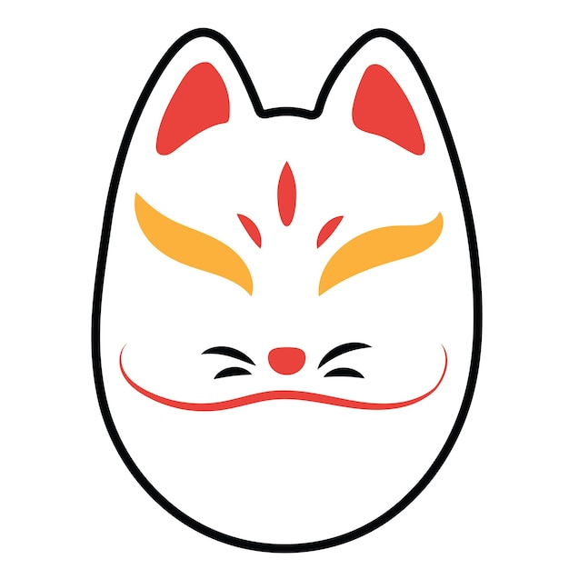 Kitsune zorro máscara icono stock vector ilustración.