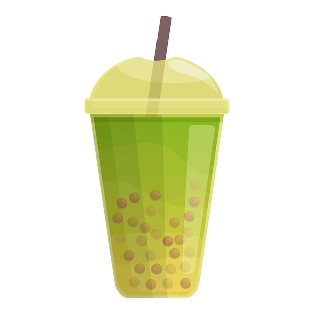 Kiwi burbuja té icono dibujos animados vector bebida taza hielo asiático
