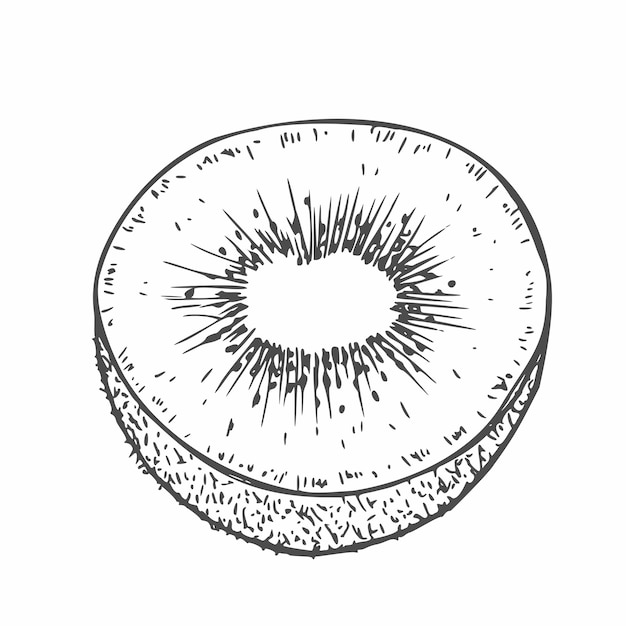 Kiwi dibujado a mano aislado sobre un fondo blanco