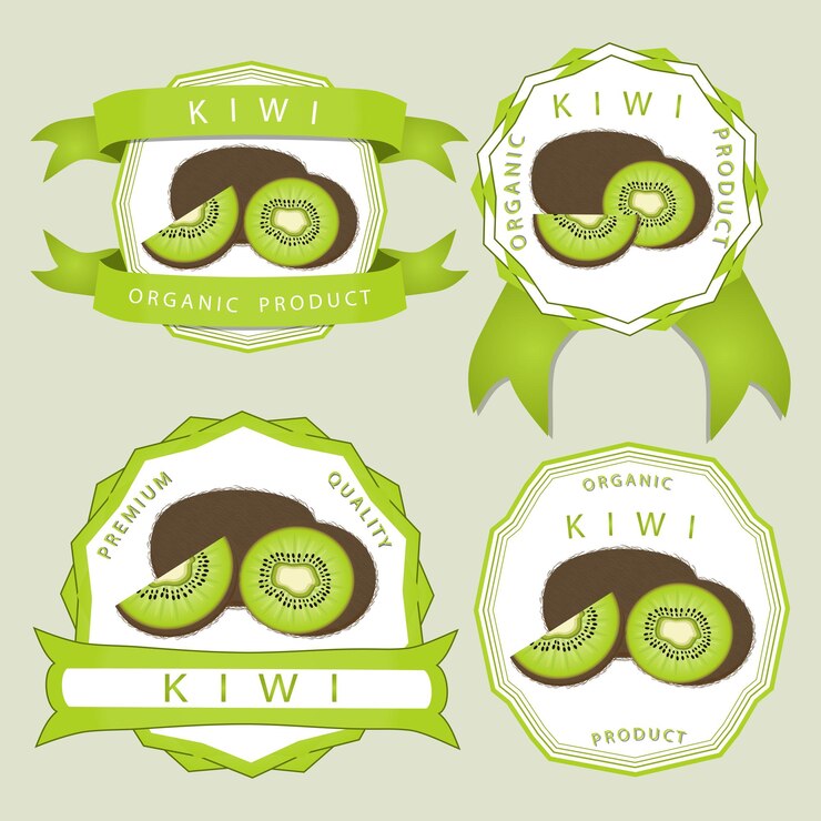 Vector kiwi dulce, jugoso y sabroso producto ecológico natural.