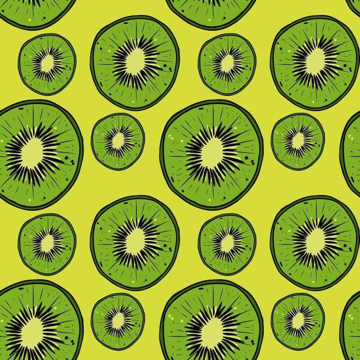 Vector kiwi de patrones sin fisuras para el fondo una colección de frutas para pancartas textiles papel tapiz papel de regalo