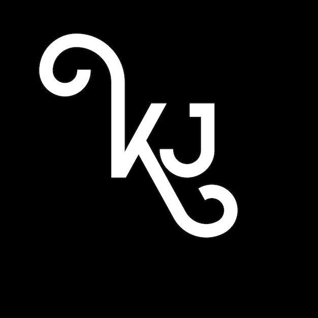 KJ diseño de letra de logotipo en fondo negro KJ iniciales creativas concepto de letra logotipo kj diseño de letra KJ diseño en letra blanca en fondo negro logotipo K J k j
