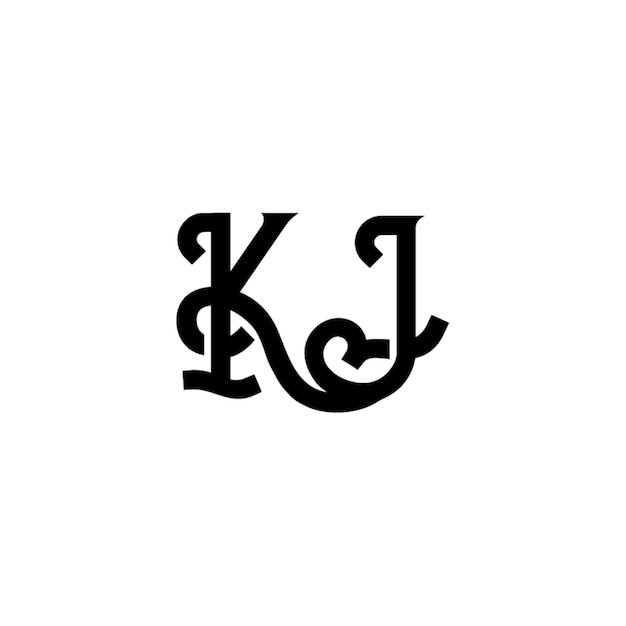 KJ monograma logotipo diseño carta texto nombre símbolo monocromo logotipo alfabeto carácter simple logotipo