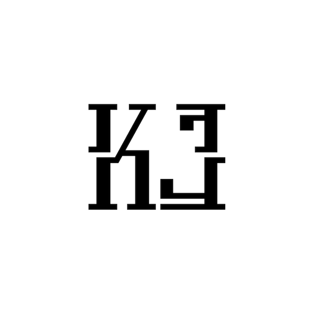 KJ monograma logotipo diseño carta texto nombre símbolo monocromo logotipo alfabeto carácter simple logotipo