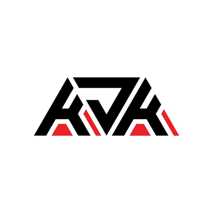 Vector kjk triángulo letra diseño de logotipo con forma de triángulo kjk logotipo triángulo diseño monograma kjk modelo de logotipo vectorial triángulo con color rojo logotipo triangular kjk sencillo elegante y lujoso logotipo kjk