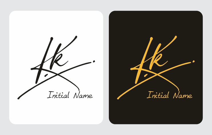 Vector kk k k escritura a mano inicial kk escritura a mano inicial plantilla de logotipo de firma vector letras de mano