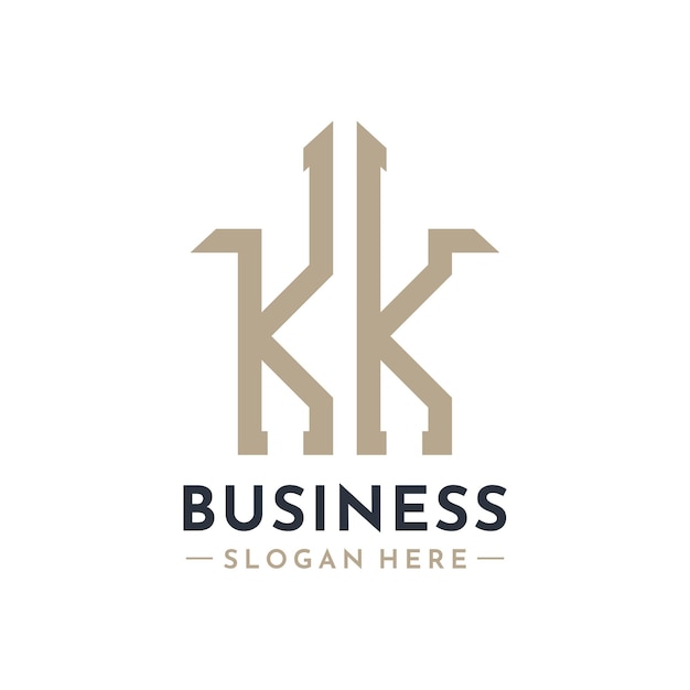 KK Letter House Logo para la marca de negocios inmobiliarios KK Gestión de propiedades Modernas iniciales AA Diseño del logotipo