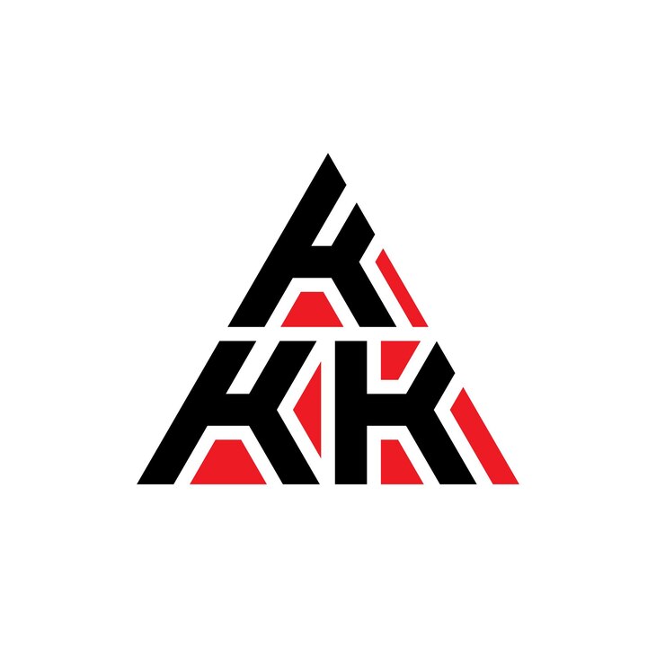 Vector kkk triángulo letra diseño de logotipo con forma de triángulo kkk logotipo triángulo diseño monograma kkk triangle vector logotipo plantilla con color rojo logotipo triangular kkk sencillo elegante y lujoso logotipo