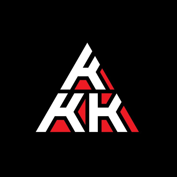 Vector kkk triángulo letra diseño de logotipo con forma de triángulo kkk logotipo triángulo diseño monograma kkk triangle vector logotipo plantilla con color rojo logotipo triangular kkk sencillo elegante y lujoso logotipo