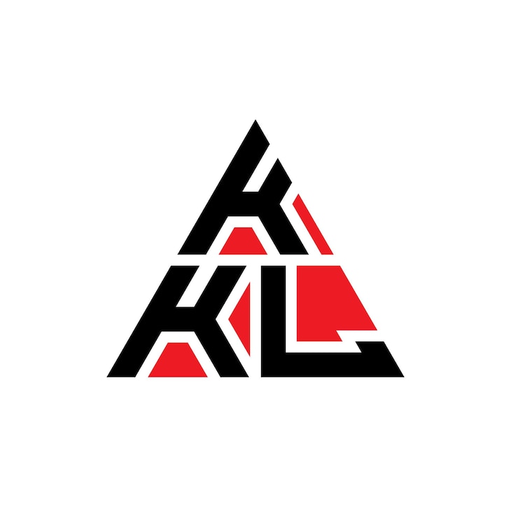 Vector kkl triángulo letra diseño de logotipo con forma de triángulo kkl diseño de logó triángulo monograma kkl logotipo triángulo vector con color rojo kkl logo triangular sencillo elegante y lujoso logotipo