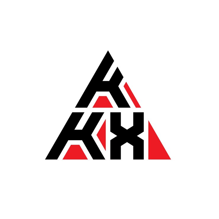 Vector kkx triángulo letra diseño de logotipo con forma de triángulo kkx logotipo triángulo diseño monograma kkx triangle vector logotipo plantilla con color rojo kkx logo triangular sencillo elegante y lujoso logotipo