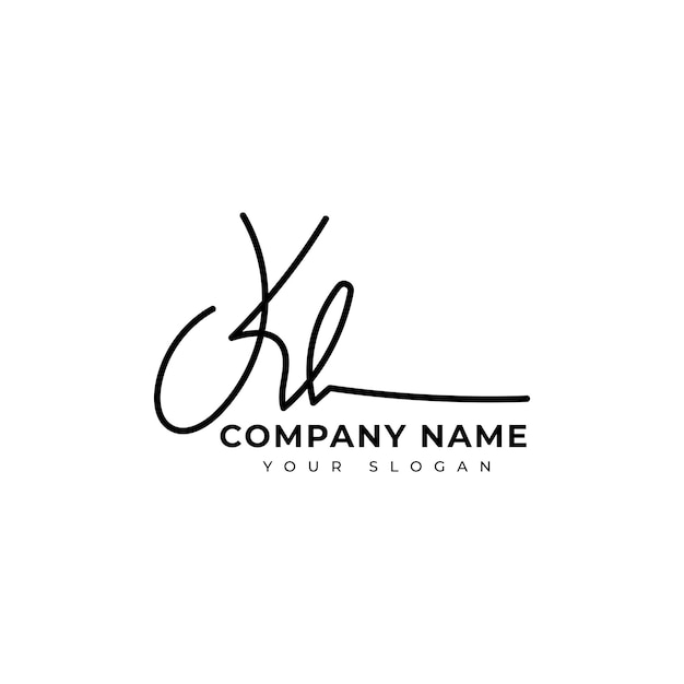 Kl Diseño de vector de logotipo de firma inicial