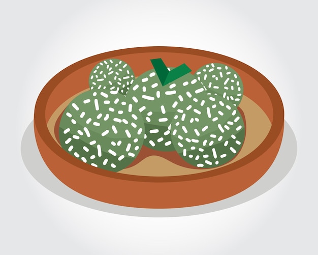 Klepon o kelepon onde onde bocadillo tradicional indonesio hecho con bola de arroz dulce