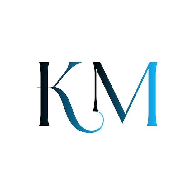KM inicial creativo moderno minimalista atemporal espacio negativo monograma diseño de logotipo de negocio