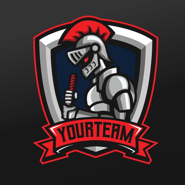 Knight Steel Warrior Mascot Sport Ilustración para Logo Esport Gaming Team Squad