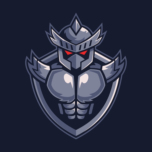 Knight warrior en el diseño del logotipo del escudo