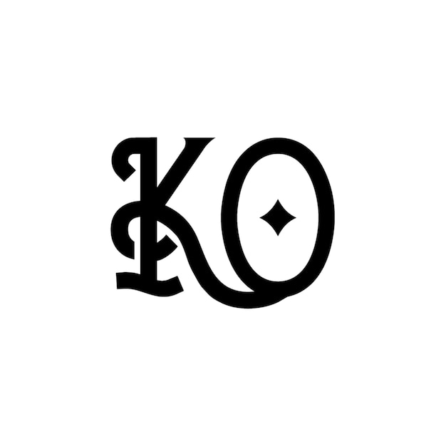 KO monograma logotipo diseño carta texto nombre símbolo monocromo logotipo alfabeto carácter simple logotipo