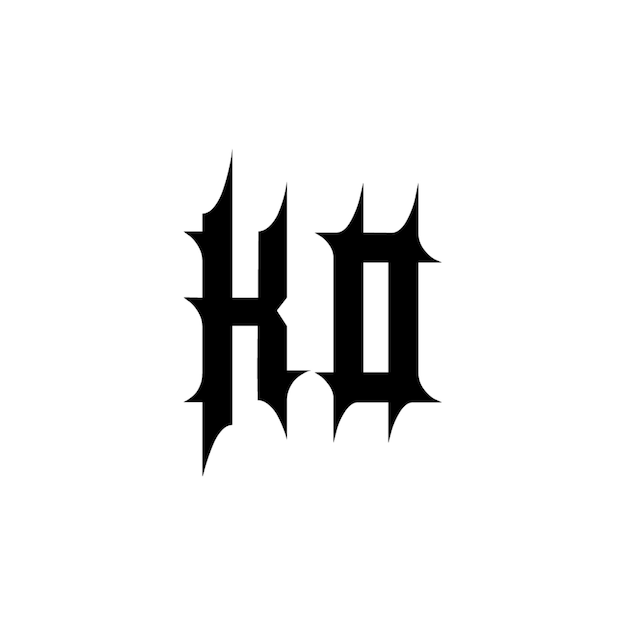 KO monograma logotipo diseño carta texto nombre símbolo monocromo logotipo alfabeto carácter simple logotipo