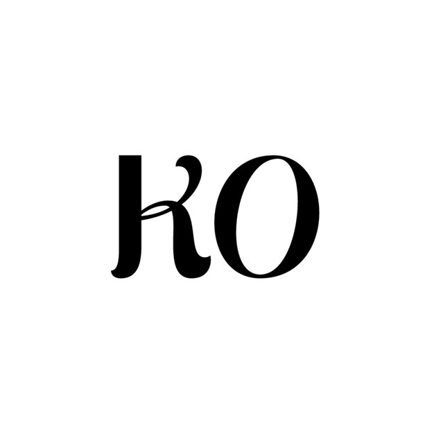 KO monograma logotipo diseño carta texto nombre símbolo monocromo logotipo alfabeto carácter simple logotipo