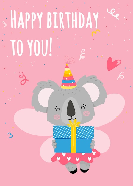 koala con alas de hada sosteniendo un regalo Diseños para tarjetas invitaciones pósters camisetas