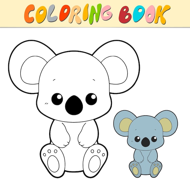 Koala para colorear libro o página para niños Cute Koala ilustración vectorial en blanco y negro