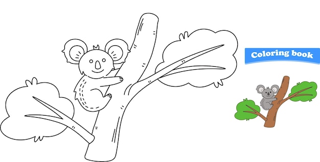 Koala de dibujos animados divertidos Páginas para colorear Ilustración vectorial
