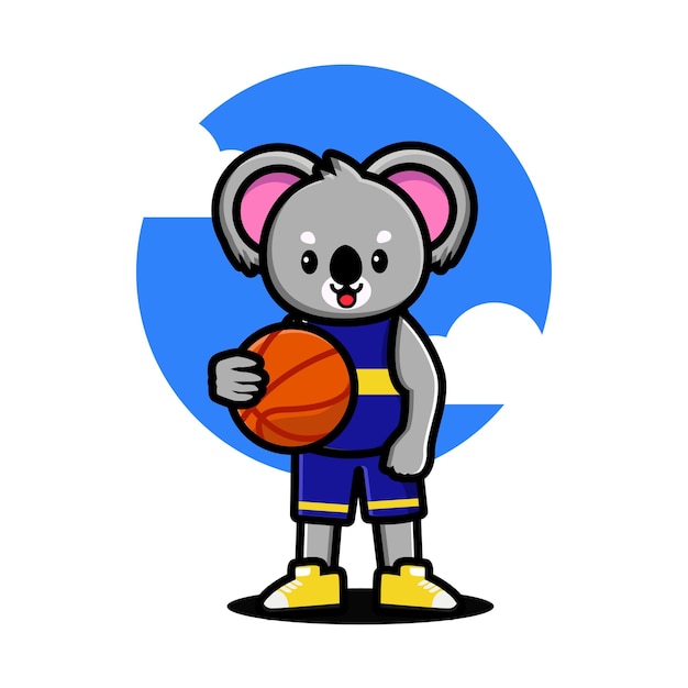 Koala feliz jugando baloncesto