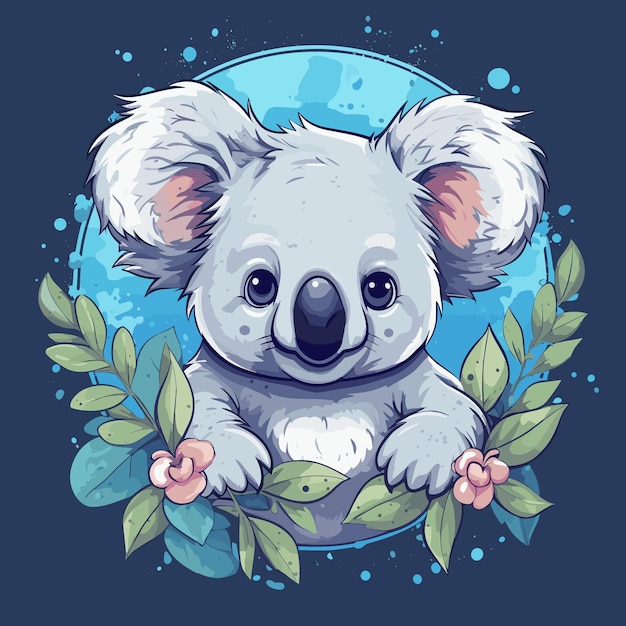 Vector un koala con un fondo azul y una imagen de un koala en él