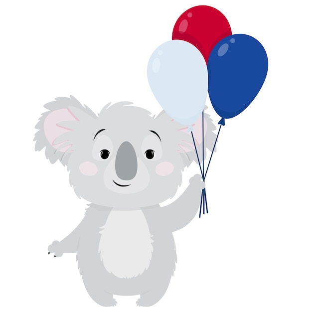 Koala gris con globos para el día de australia